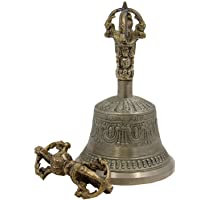 DharmaObjects - Campana de meditación Budista tibetana Grande y dorje